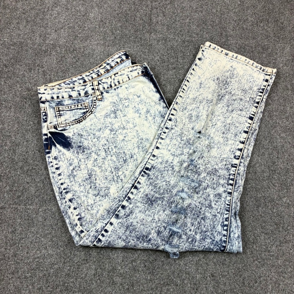 Elite Jeans Womens Size 24 44x28 Acid Wash Distressed High Rise Straight Leg